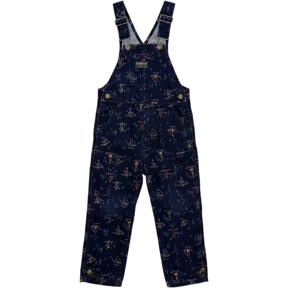 Vtg 80s Oshkosh Bgosh corduroy overalls 5 print ski winter print USA Paper tag